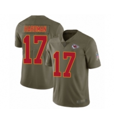 Men's Kansas City Chiefs #17 Mecole Hardman Limited Olive 2017 Salute to Service Football Jersey