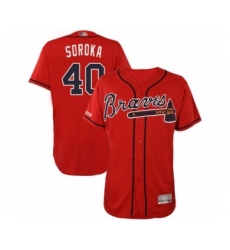Men's Atlanta Braves #40 Mike Soroka Red Alternate Flex Base Authentic Collection Baseball Jersey