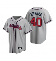 Men's Nike Atlanta Braves #40 Mike Soroka Gray Road Stitched Baseball Jersey