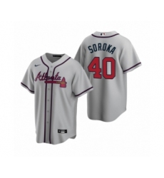 Youth Atlanta Braves #40 Mike Soroka Nike Gray 2020 Replica Road Jersey