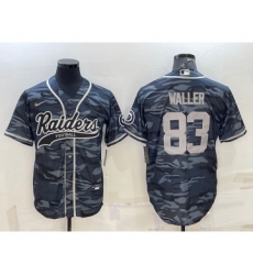 Men's Las Vegas Raiders #83 Darren Waller Grey Camo With Patch Cool Base Stitched Baseball Jersey