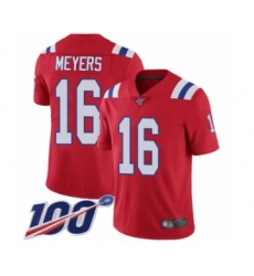 Youth New England Patriots #16 Jakobi Meyers Red Alternate Vapor Untouchable Limited Player 100th Season Football Jersey