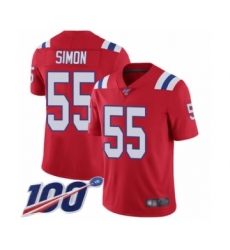Men's New England Patriots #55 John Simon Red Alternate Vapor Untouchable Limited Player 100th Season Football Jersey