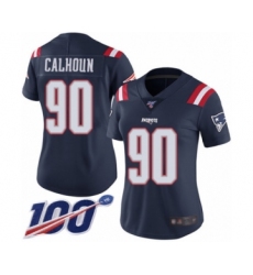 Women's New England Patriots #90 Shilique Calhoun Limited Navy Blue Rush Vapor Untouchable 100th Season Football Jersey