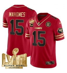 Men's Kansas City Chiefs #15 Patrick Mahomes Red 2024 F.U.S.E. Super Bowl LVIII Vapor Untouchable Limited Football Stitched Jersey