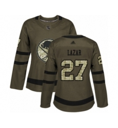 Women's Buffalo Sabres #27 Curtis Lazar Authentic Green Salute to Service Hockey Jersey