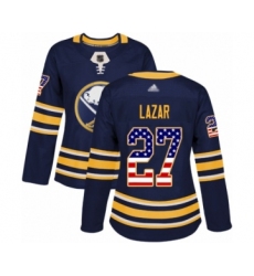Women's Buffalo Sabres #27 Curtis Lazar Authentic Navy Blue USA Flag Fashion Hockey Jersey
