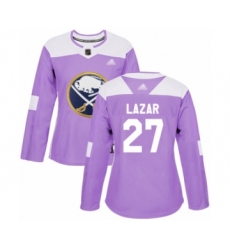 Women's Buffalo Sabres #27 Curtis Lazar Authentic Purple Fights Cancer Practice Hockey Jersey