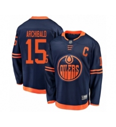 Men's Edmonton Oilers #15 Josh Archibald Authentic Navy Blue Alternate Fanatics Branded Breakaway Hockey Jersey