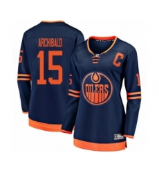 Women's Edmonton Oilers #15 Josh Archibald Authentic Navy Blue Alternate Fanatics Branded Breakaway Hockey Jersey