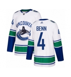 Men's Vancouver Canucks #4 Jordie Benn Authentic White Away Hockey Jersey