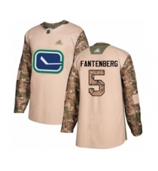 Men's Vancouver Canucks #5 Oscar Fantenberg Authentic Camo Veterans Day Practice Hockey Jersey