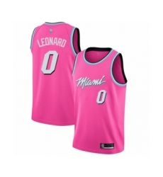 Men's Miami Heat #0 Meyers Leonard Pink Swingman Jersey - Earned Edition