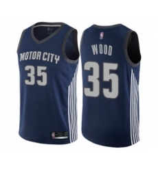 Men's Detroit Pistons #35 Christian Wood Authentic Navy Blue Basketball Jersey - City Edition
