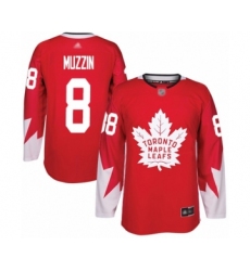 Men's Toronto Maple Leafs #8 Jake Muzzin Authentic Red Alternate Hockey Jersey