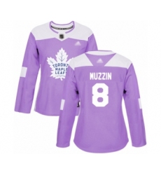 Women's Toronto Maple Leafs #8 Jake Muzzin Authentic Purple Fights Cancer Practice Hockey Jersey