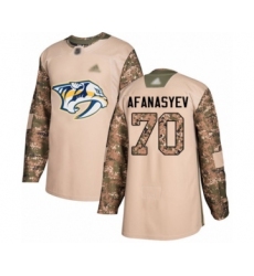 Youth Nashville Predators #70 Egor Afanasyev Authentic Camo Veterans Day Practice Hockey Jersey
