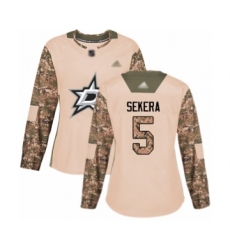 Women's Dallas Stars #5 Andrej Sekera Authentic Camo Veterans Day Practice Hockey Jersey