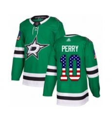 Men's Dallas Stars #10 Corey Perry Authentic Green USA Flag Fashion Hockey Jersey