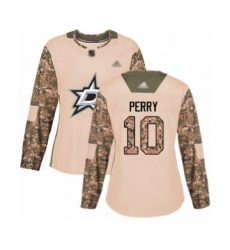 Women's Dallas Stars #10 Corey Perry Authentic Camo Veterans Day Practice Hockey Jersey