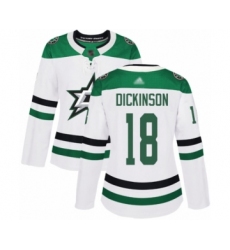 Women's Dallas Stars #18 Jason Dickinson Authentic White Away Hockey Jersey
