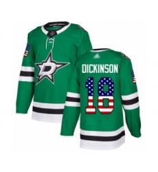 Youth Dallas Stars #18 Jason Dickinson Authentic Green USA Flag Fashion Hockey Jersey
