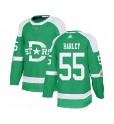 Men's Dallas Stars #55 Thomas Harley Authentic Green 2020 Winter Classic Hockey Jersey