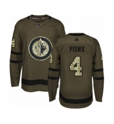 Men's Winnipeg Jets #4 Neal Pionk Authentic Green Salute to Service Hockey Jersey