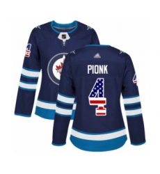 Women's Winnipeg Jets #4 Neal Pionk Authentic Navy Blue USA Flag Fashion Hockey Jersey