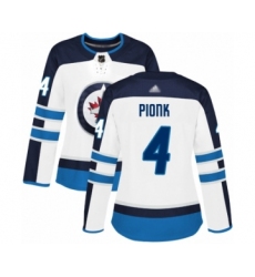 Women's Winnipeg Jets #4 Neal Pionk Authentic White Away Hockey Jersey