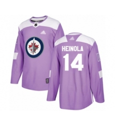 Men's Winnipeg Jets #14 Ville Heinola Authentic Purple Fights Cancer Practice Hockey Jersey