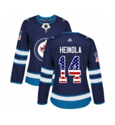 Women's Winnipeg Jets #14 Ville Heinola Authentic Navy Blue USA Flag Fashion Hockey Jersey