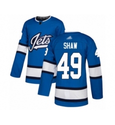 Men's Winnipeg Jets #49 Logan Shaw Authentic Blue Alternate Hockey Jersey