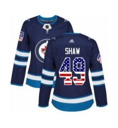 Women's Winnipeg Jets #49 Logan Shaw Authentic Navy Blue USA Flag Fashion Hockey Jersey