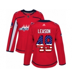 Women's Washington Capitals #49 Brett Leason Authentic Red USA Flag Fashion Hockey Jersey
