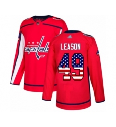 Youth Washington Capitals #49 Brett Leason Authentic Red USA Flag Fashion Hockey Jersey