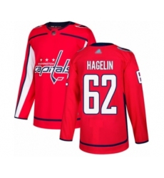 Men's Washington Capitals #62 Carl Hagelin Authentic Red Home Hockey Jersey