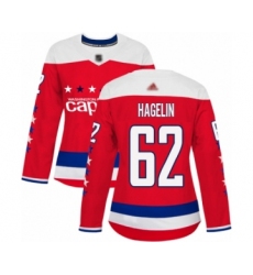 Women's Washington Capitals #62 Carl Hagelin Authentic Red Alternate Hockey Jersey