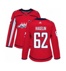 Women's Washington Capitals #62 Carl Hagelin Authentic Red Home Hockey Jersey
