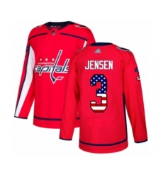 Youth Washington Capitals #3 Nick Jensen Authentic Red USA Flag Fashion Hockey Jersey