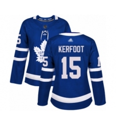 Women's Toronto Maple Leafs #15 Alexander Kerfoot Authentic Royal Blue Home Hockey Jersey