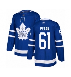 Men's Toronto Maple Leafs #61 Nic Petan Authentic Royal Blue Home Hockey Jersey