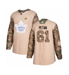 Youth Toronto Maple Leafs #61 Nic Petan Authentic Camo Veterans Day Practice Hockey Jersey