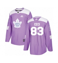Men's Toronto Maple Leafs #83 Cody Ceci Authentic Purple Fights Cancer Practice Hockey Jersey