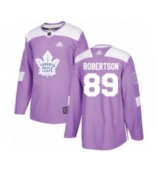 Men's Toronto Maple Leafs #89 Nicholas Robertson Authentic Purple Fights Cancer Practice Hockey Jersey