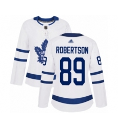 Women's Toronto Maple Leafs #89 Nicholas Robertson Authentic White Away Hockey Jersey