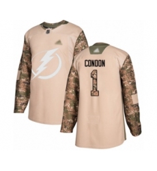 Men's Tampa Bay Lightning #1 Mike Condon Authentic Camo Veterans Day Practice Hockey Jersey