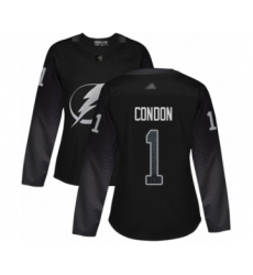 Women's Tampa Bay Lightning #1 Mike Condon Authentic Black Alternate Hockey Jersey