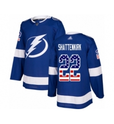 Youth Tampa Bay Lightning #22 Kevin Shattenkirk Authentic Blue USA Flag Fashion Hockey Jersey