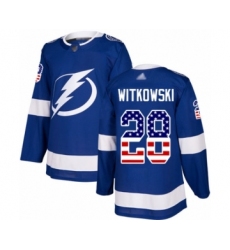 Men's Tampa Bay Lightning #28 Luke Witkowski Authentic Blue USA Flag Fashion Hockey Jersey